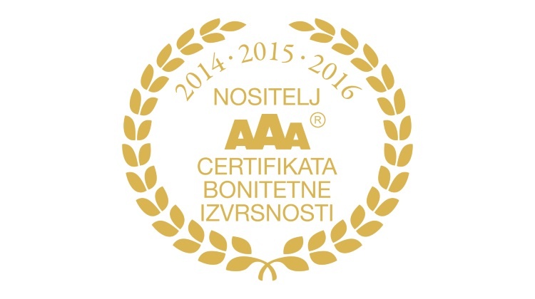 Ponosni dobitnici zlatnog AAA certifikata bonitetne izvrsnosti